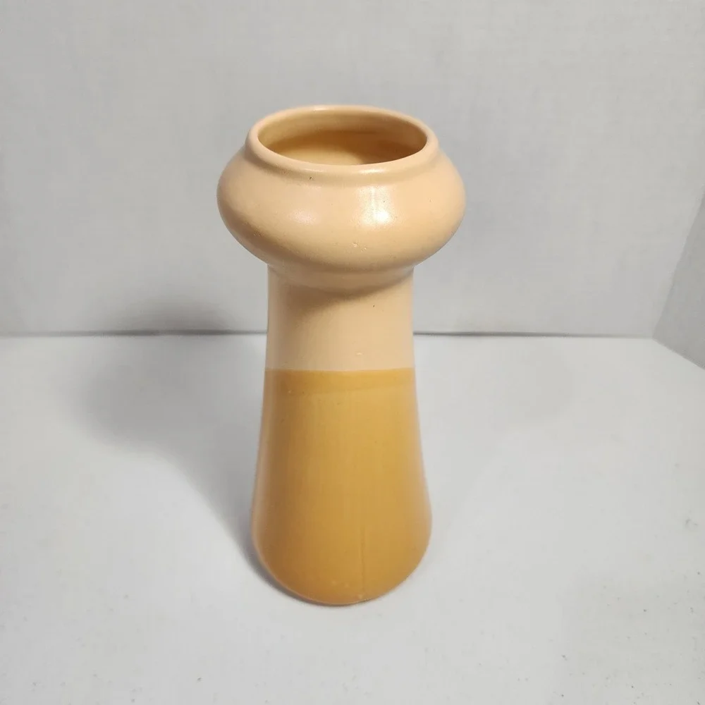 VTG Tradewinds Bay Ceramic Vase Two Tone Tan Beige MCM Decor 9.25 Inch